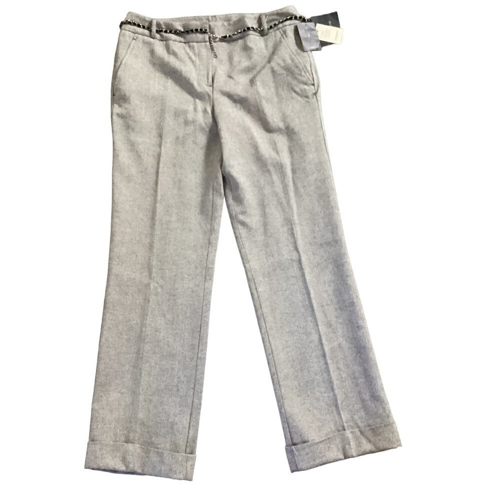 NWT Liz Claiborne Audra Trouser Pants Herringbone Wool Silk Blend‎ Sz 12 …